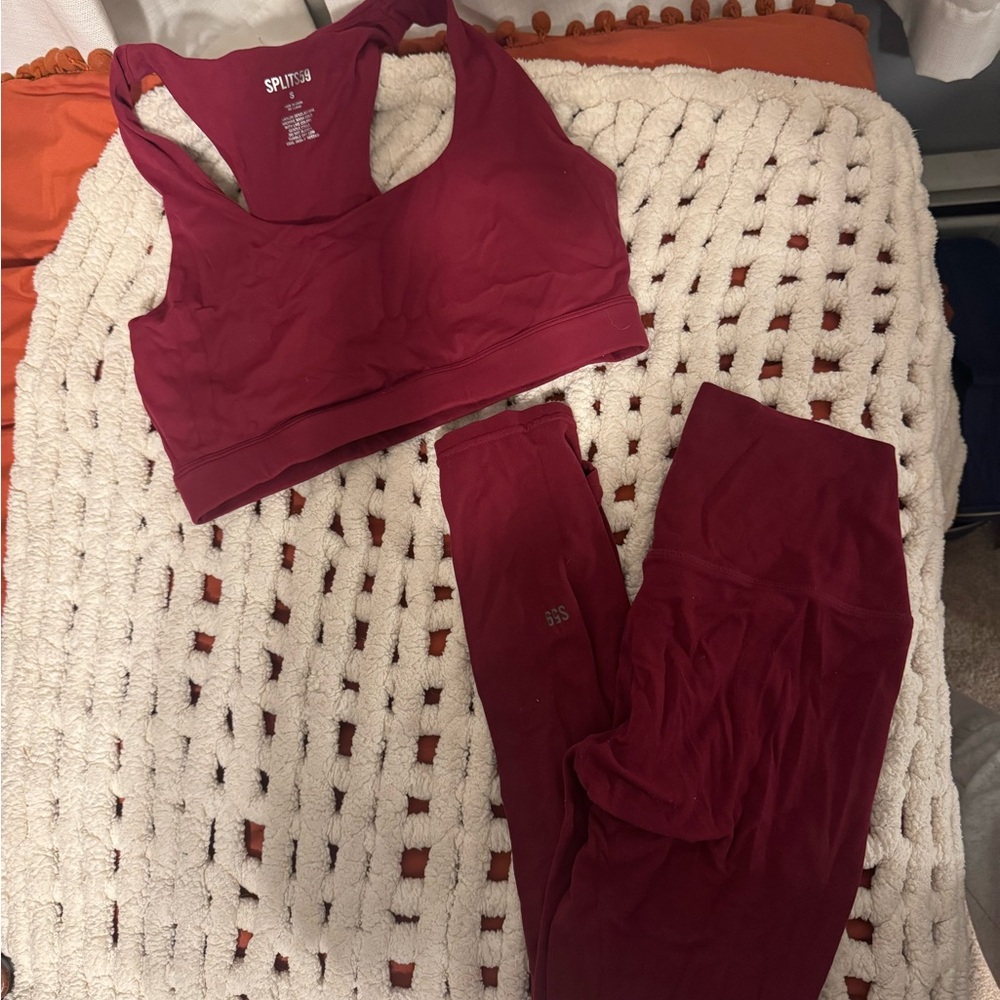 Splits59 Burgundy Sports Bra and Leggings Set
